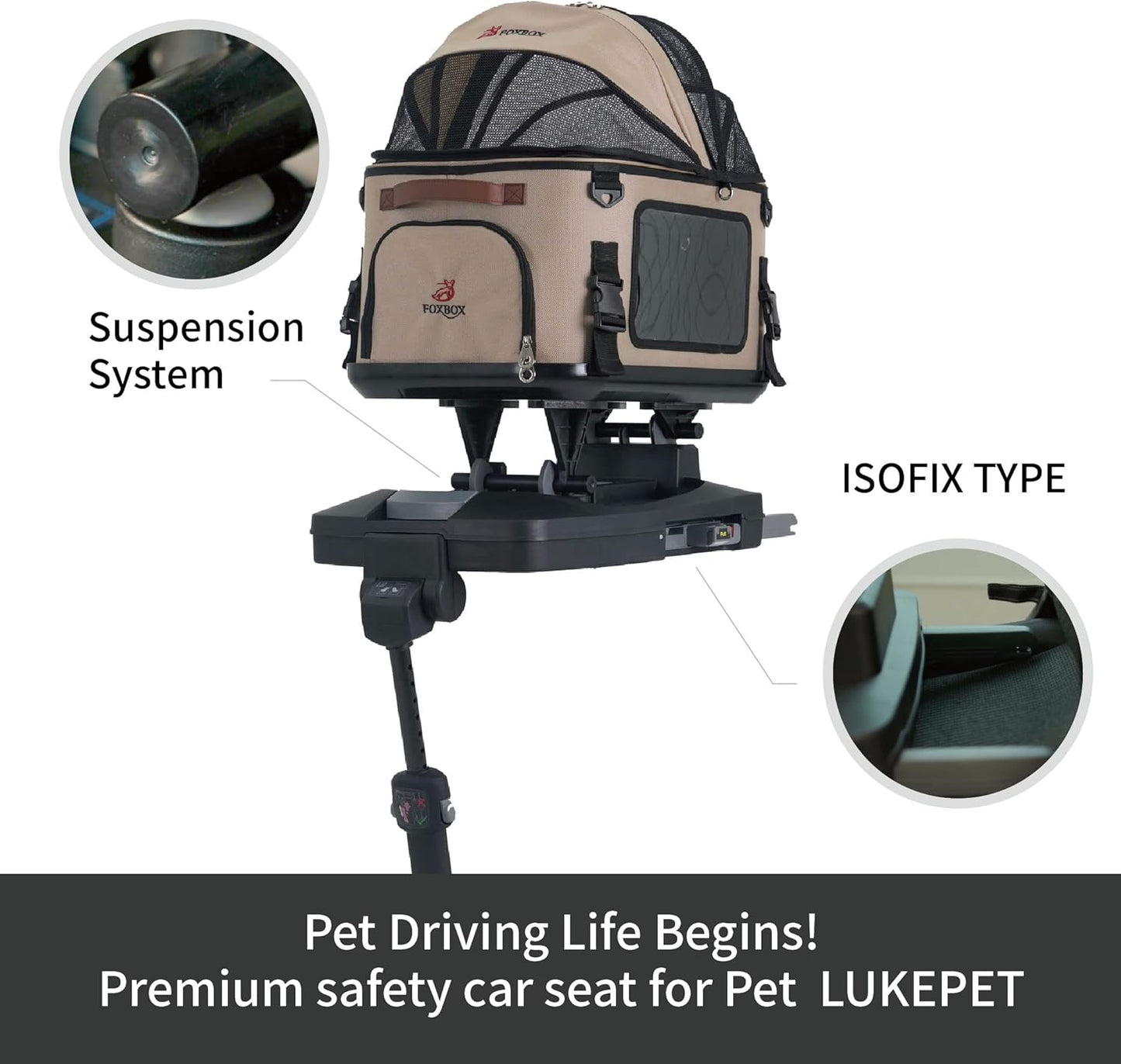 Premium Quality PET ISOFIX Safety Seat, Dogs Cats Booster Seat Waterproof Vehicle Pet Seat Small Medium Size Pet up to 55 Lbs (Burgundy)