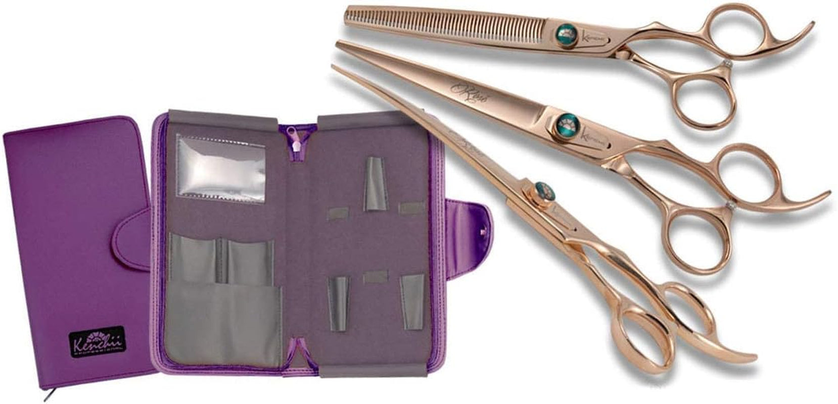 Rose Gold Deluxe Grooming Shears Great Grooming Shears for All Breeds (7.0" 3 Piece Set)