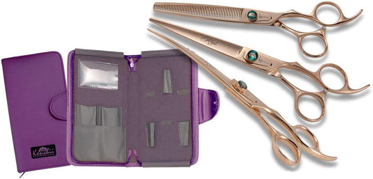Rose Gold Deluxe Grooming Shears Great Grooming Shears for All Breeds (7.0" 3 Piece Set)