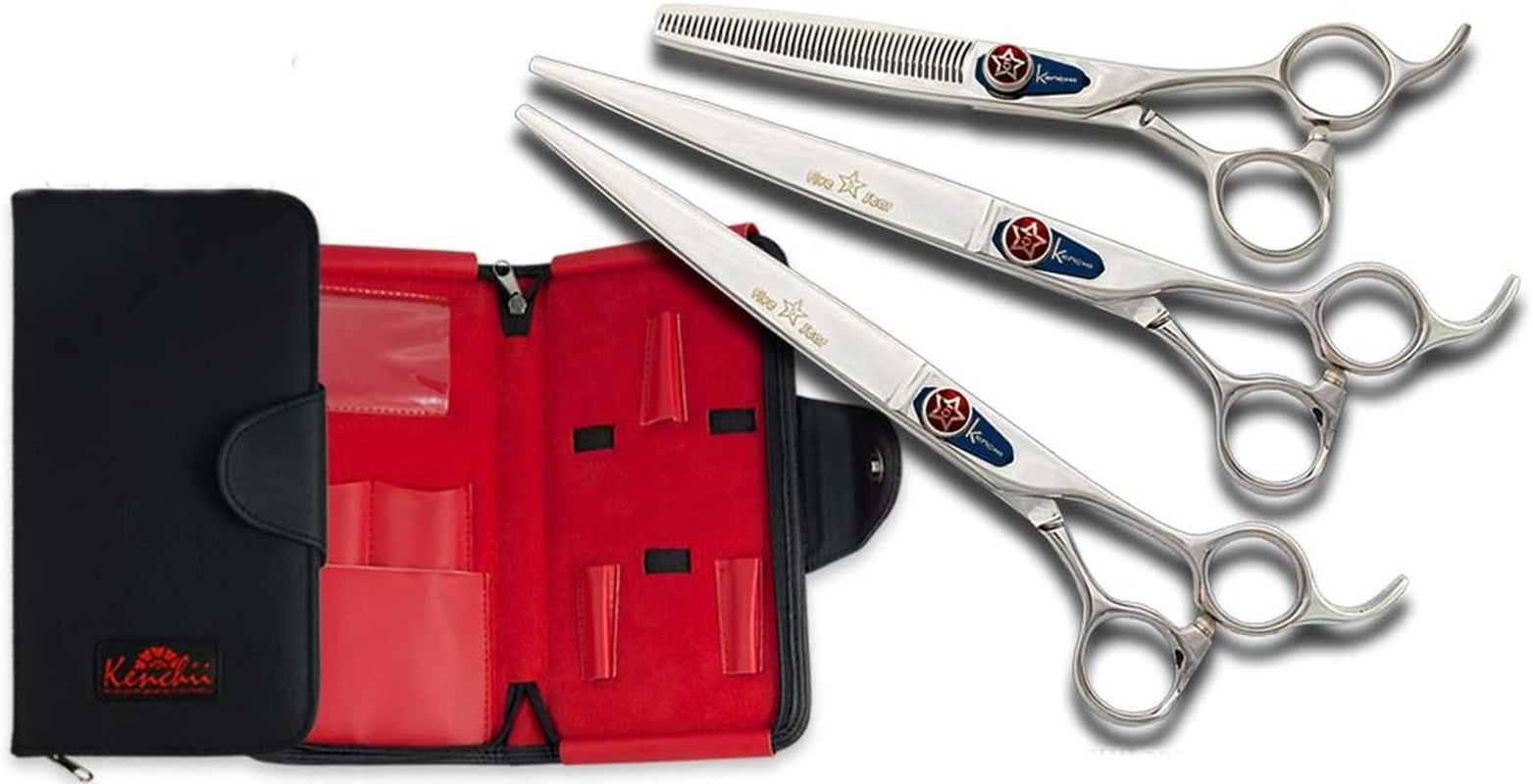 Five Star Offset Professional Dog Grooming Shears, 8 Inch Set Shears with Case, Light Weight, Heavy Duty Pet Grooming Scissor, Designed in the USA