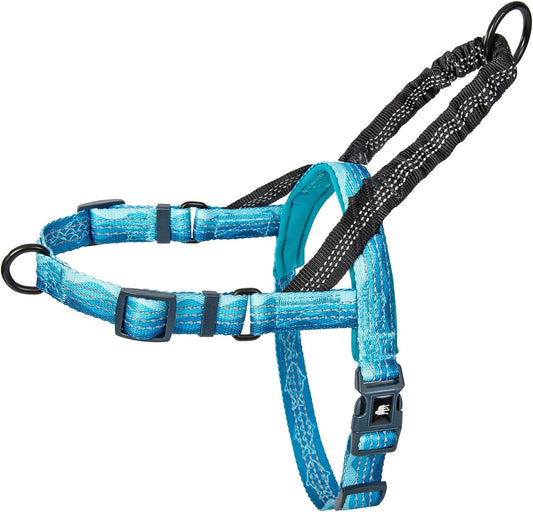 No Pull Dog Harness, Easy Walk for Small, Medium, and Large Pets, Reflective with Rear and Front Clip Attachment (Wave Pattern, Medium)