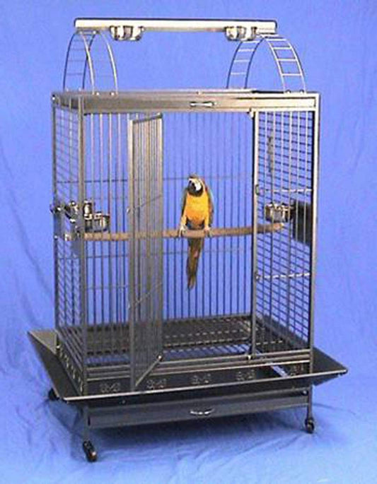 4 Colors, Large Parrot Bird Cage Perfect for African Greys, Cockatiels, Mini Macaws, Parakeet, Cockatoos - 32" W X 22" D X 64" H (Black Vein)