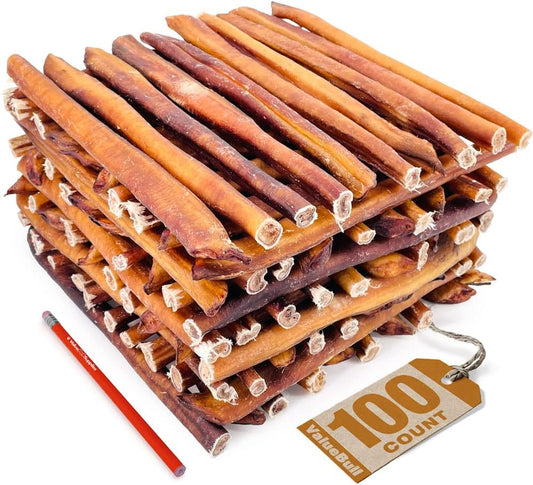 USA Bully Sticks, Jumbo 12 Inch, 100 Count Bulk Pack - All Natural Dog Treats, 100% USA Beef Pizzles, Single Ingredient Rawhide Alternative