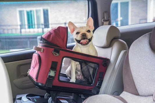 Premium Quality PET ISOFIX Safety Seat, Dogs Cats Booster Seat Waterproof Vehicle Pet Seat Small Medium Size Pet up to 55 Lbs (Burgundy)
