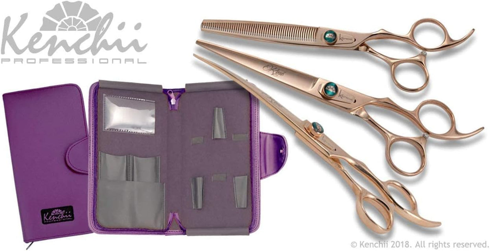 Rose Gold Deluxe Grooming Shears Great Grooming Shears for All Breeds (7.0" 3 Piece Set)