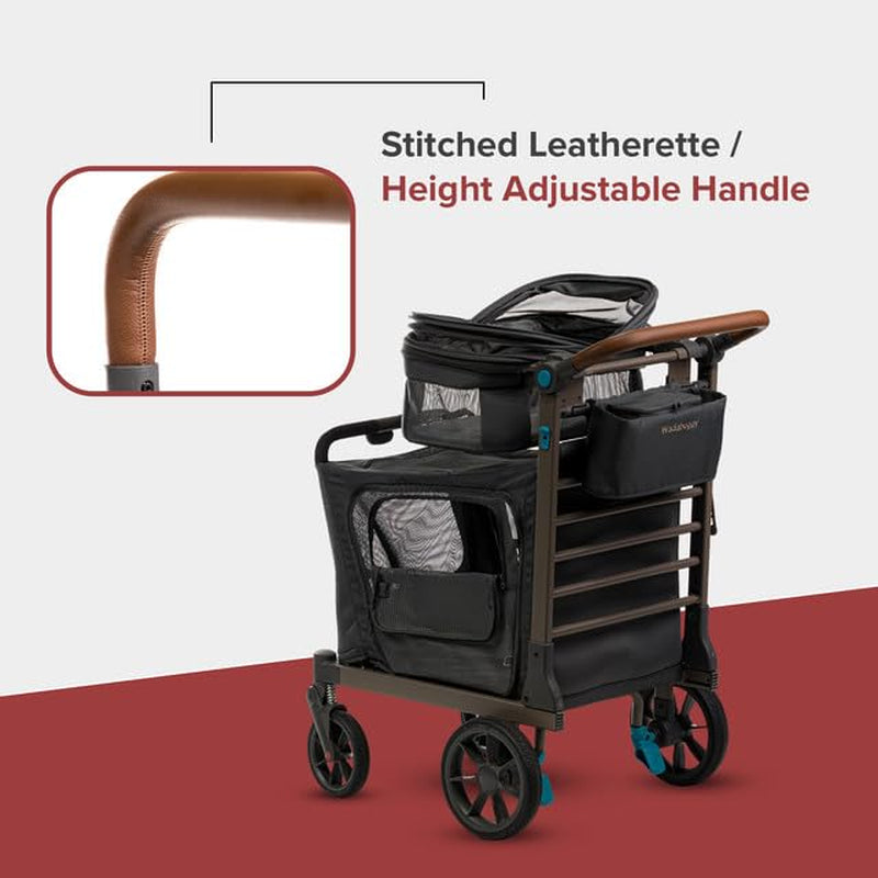 Pet Two Foldable Cart - Adjustable & Portable Pet Stroller with Caddy, Foam Filled Rubber Wheels, Storage - Carriage for Small & Medium Dogs, Cats under 75 Lbs