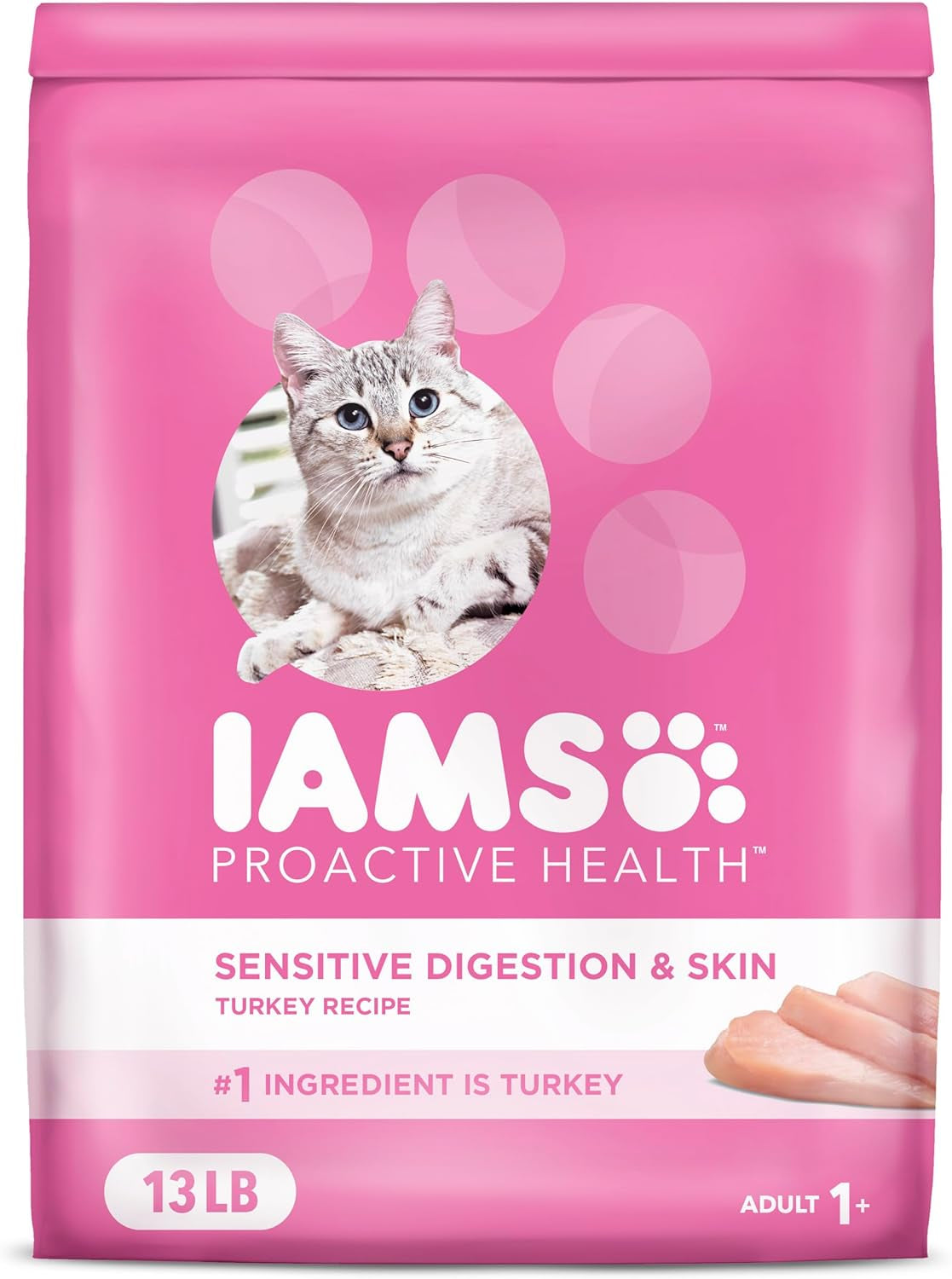 Proactive Health Adult Sensitive Digestion & Skin Dry Cat Food with Turkey, 13 Lb. Bag