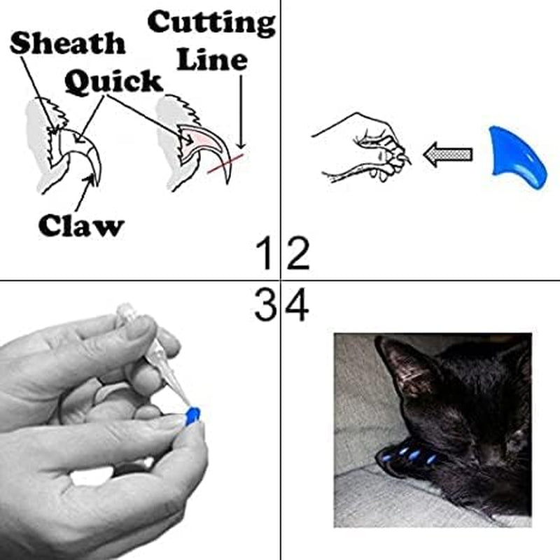 120 Piece Soft Nail Caps with Adhesive for Cat Claws - Alien Glow X-Small