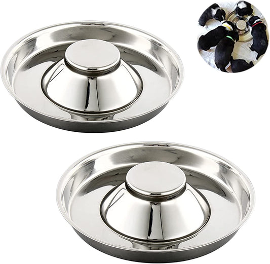 Stainless Steel Puppy Weaning Bowls,Cat Bowls for Food Water,Multiple Puppies Feeder Whelping Dishes,Litter Feeding Station Pans for Small Dogs Cats Eating at Same Time-Small Medium Large Size