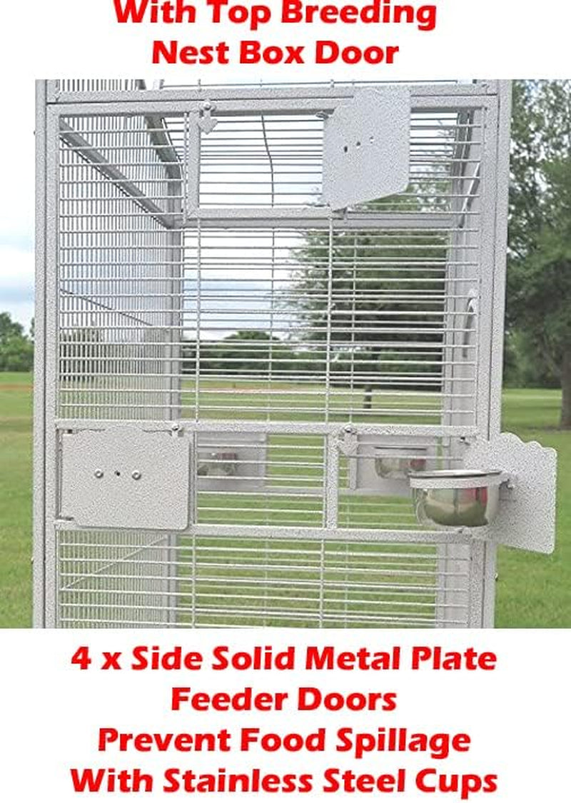 Extra Large Castle Playtop Parrot Rolling Cage for Large Macaws Cockatoos African Grey Amazon (32" L X 23" W X 66" H Whitevein)