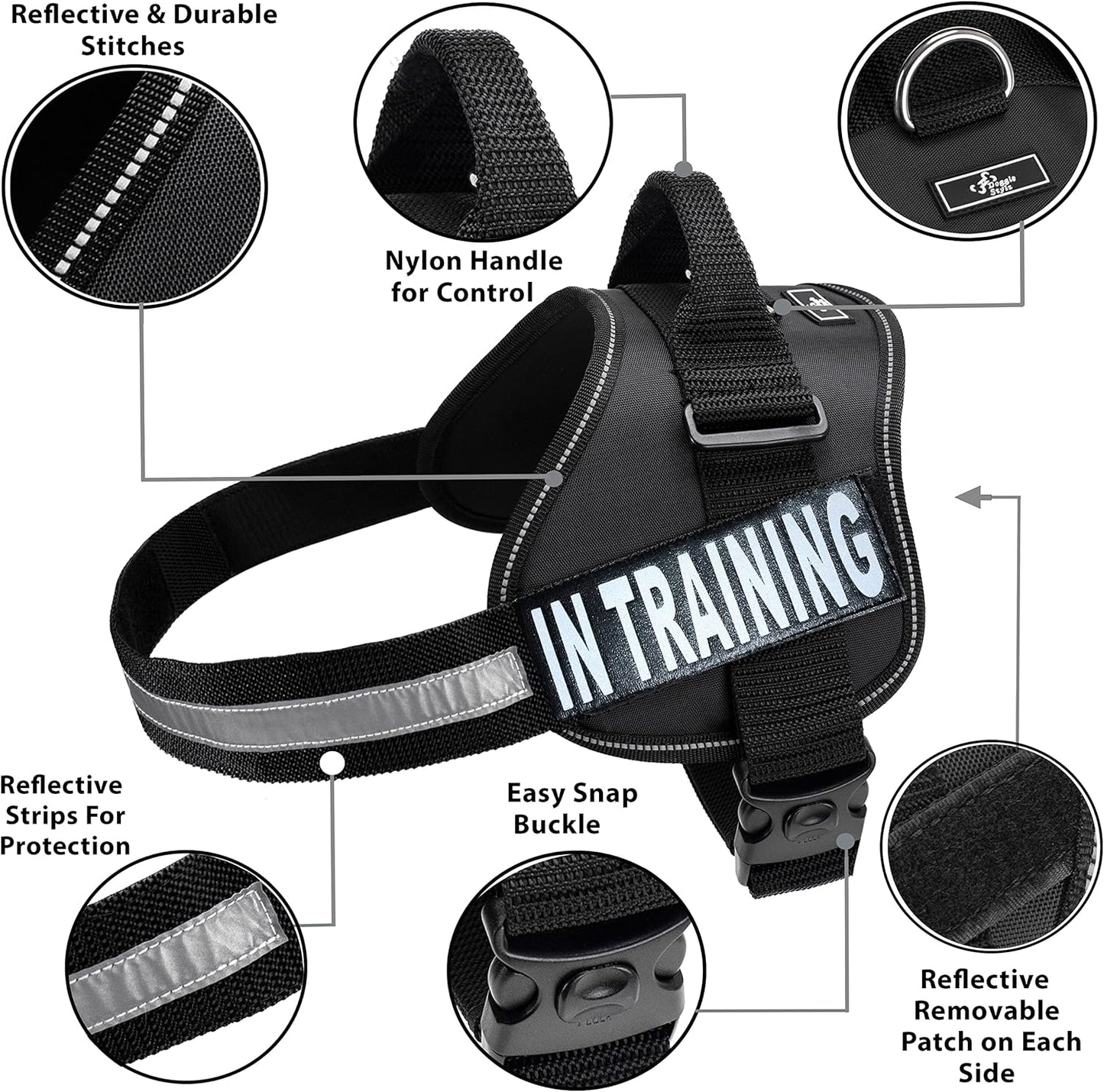 Service Dog in Training Vest - Adjustable No Pull Dog Harness with Patches. in Training Dog Vest for Service Dogs Small, Medium and Large Easy On/Off Dog in Training Harness for Service Dog Training