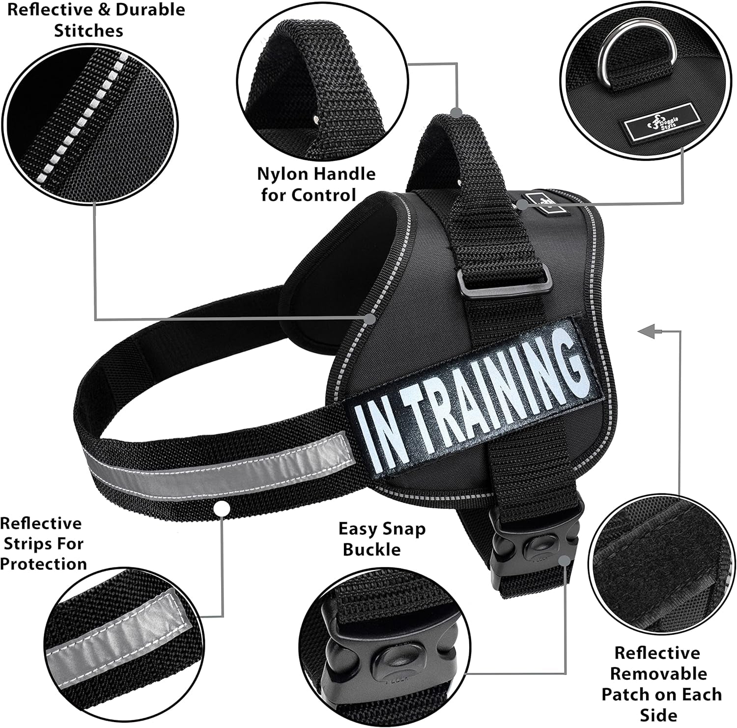 Service Dog in Training Vest - Adjustable No Pull Dog Harness with Patches. in Training Dog Vest for Service Dogs Small, Medium and Large Easy On/Off Dog in Training Harness for Service Dog Training