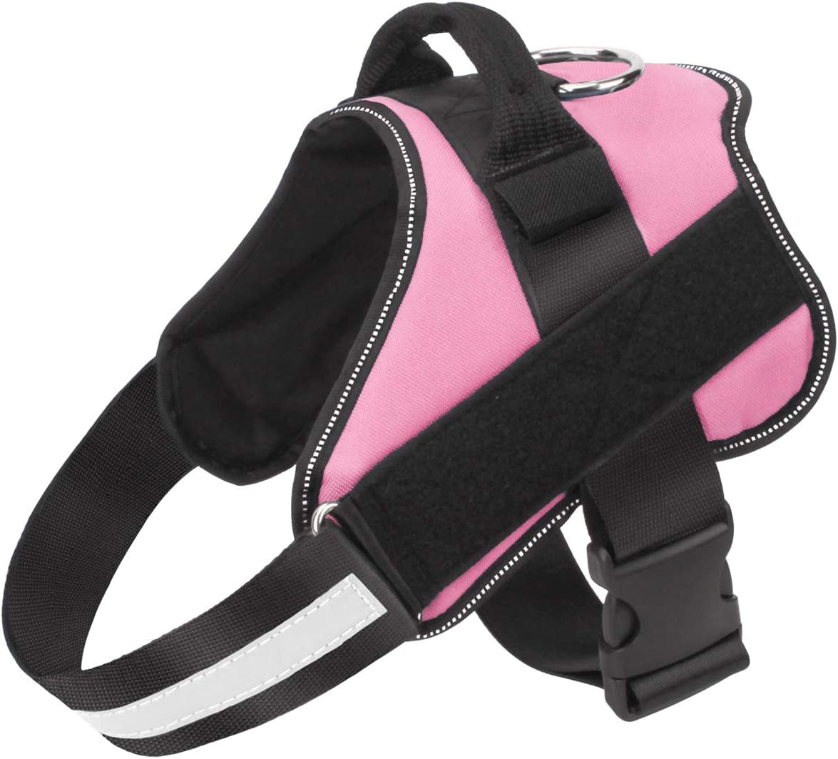 Dog Harness, No-Pull Reflective Dog Vest, Breathable Adjustable Pet Harness with Handle for Outdoor Walking - No More Pulling, Tugging or Choking (Pink, S)