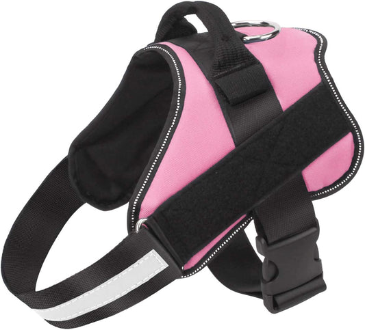 Dog Harness, No-Pull Reflective Dog Vest, Breathable Adjustable Pet Harness with Handle for Outdoor Walking - No More Pulling, Tugging or Choking (Pink, S)