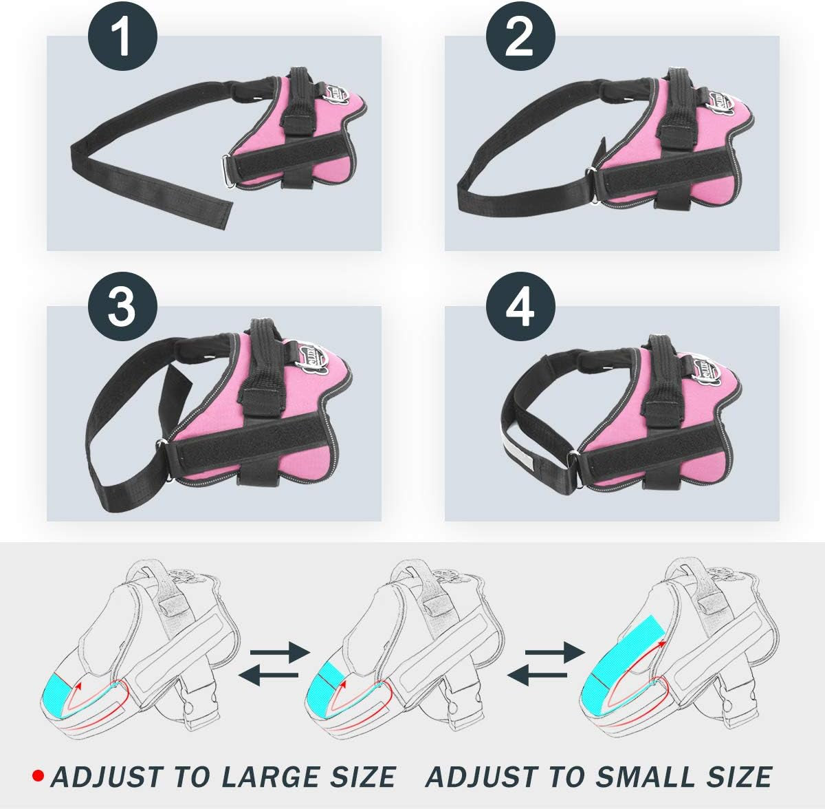 Dog Harness, No-Pull Reflective Dog Vest, Breathable Adjustable Pet Harness with Handle for Outdoor Walking - No More Pulling, Tugging or Choking (Pink, S)