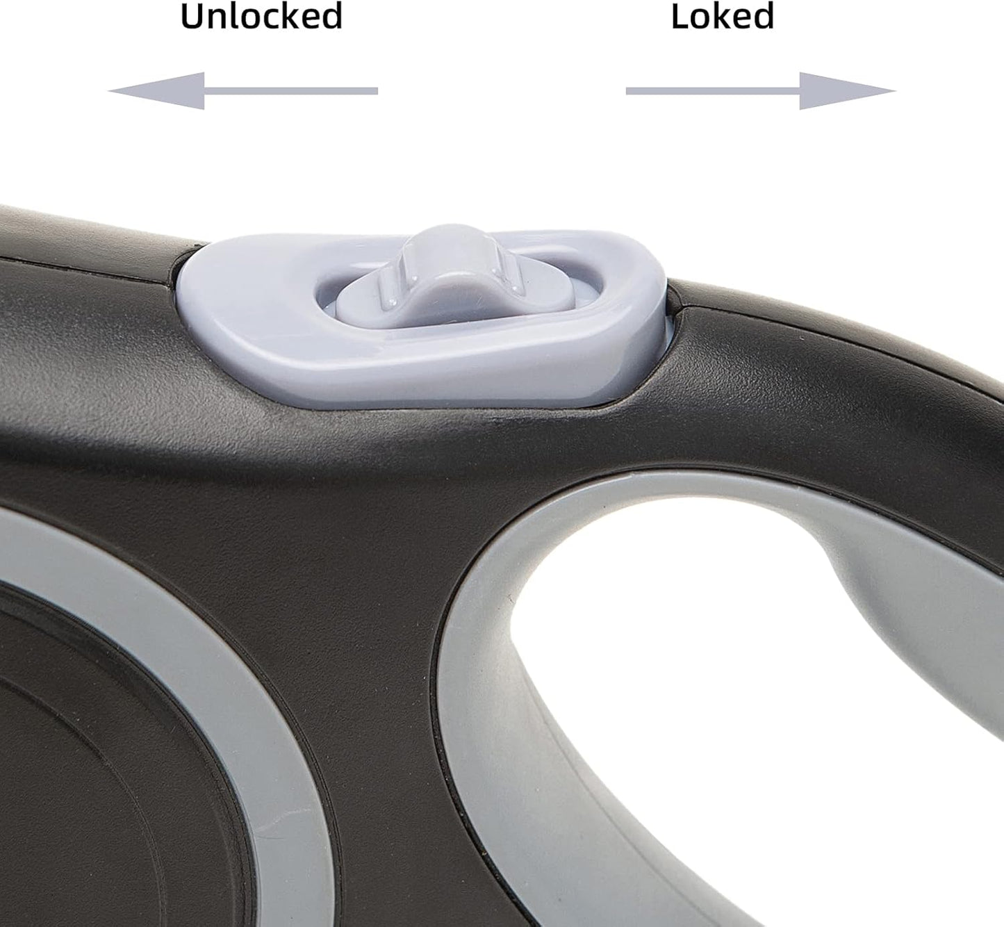 Retractable Dog Leash, 26Ft Dog Leash for Small Medium Large Dogs up to 110Lbs, 360° Tangle-Free Strong Reflective Nylon Tape, with Anti-Slip Handle, One-Handed Brake, Lock - Black Gray