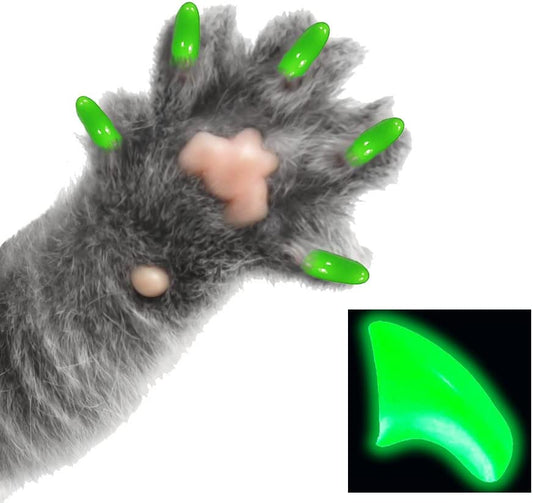 120 Piece Soft Nail Caps with Adhesive for Cat Claws - Alien Glow X-Small